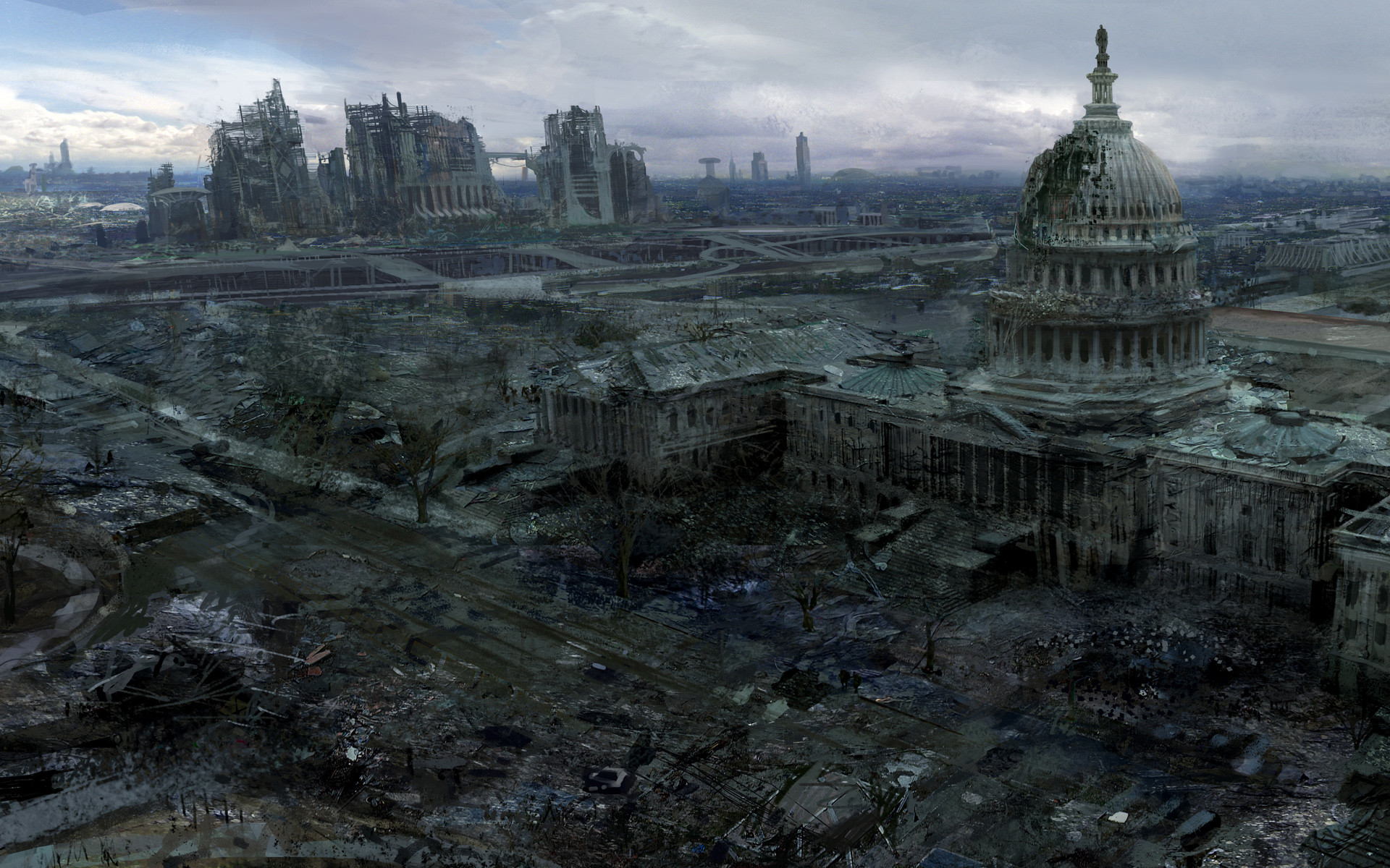 Разрушенная столица. Fallout 3 Капитолий. Fallout 3 Art Вашингтон. Fallout 3 Вашингтон белый дом. Белый дом Вашингтон руины.